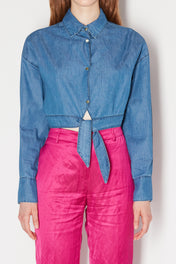 Camicia con nodo in jeans
