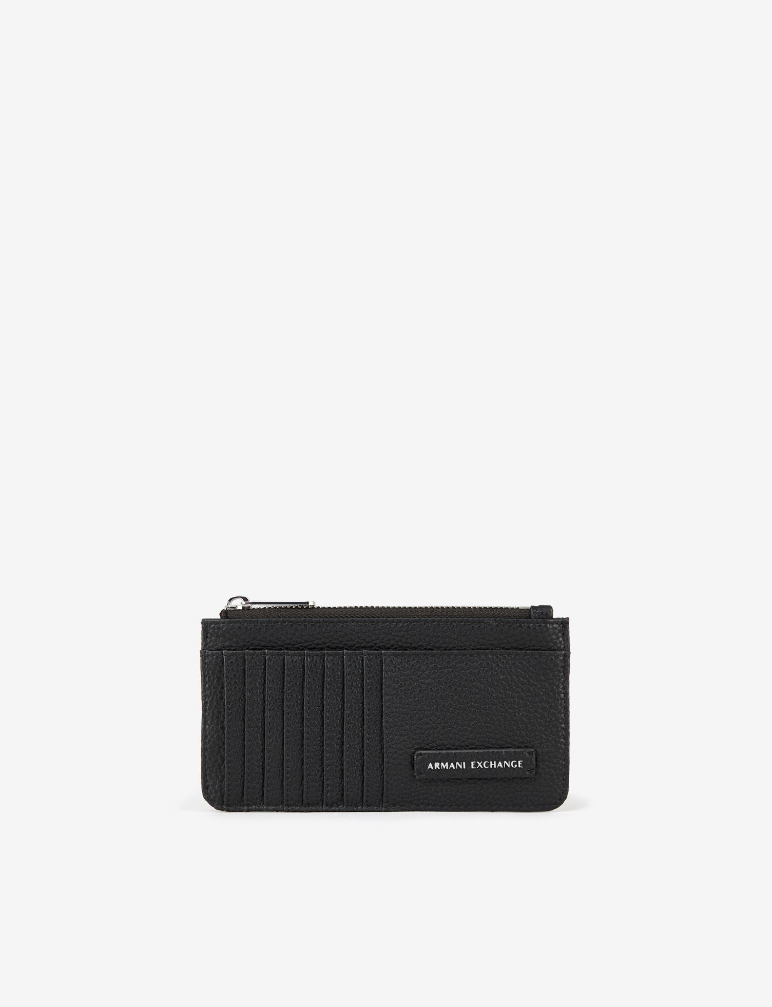 Portacarte nero con zip e logo