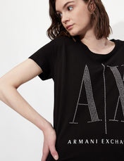 T-shirt nera con strass