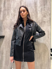 Giubbino ecopelle nero