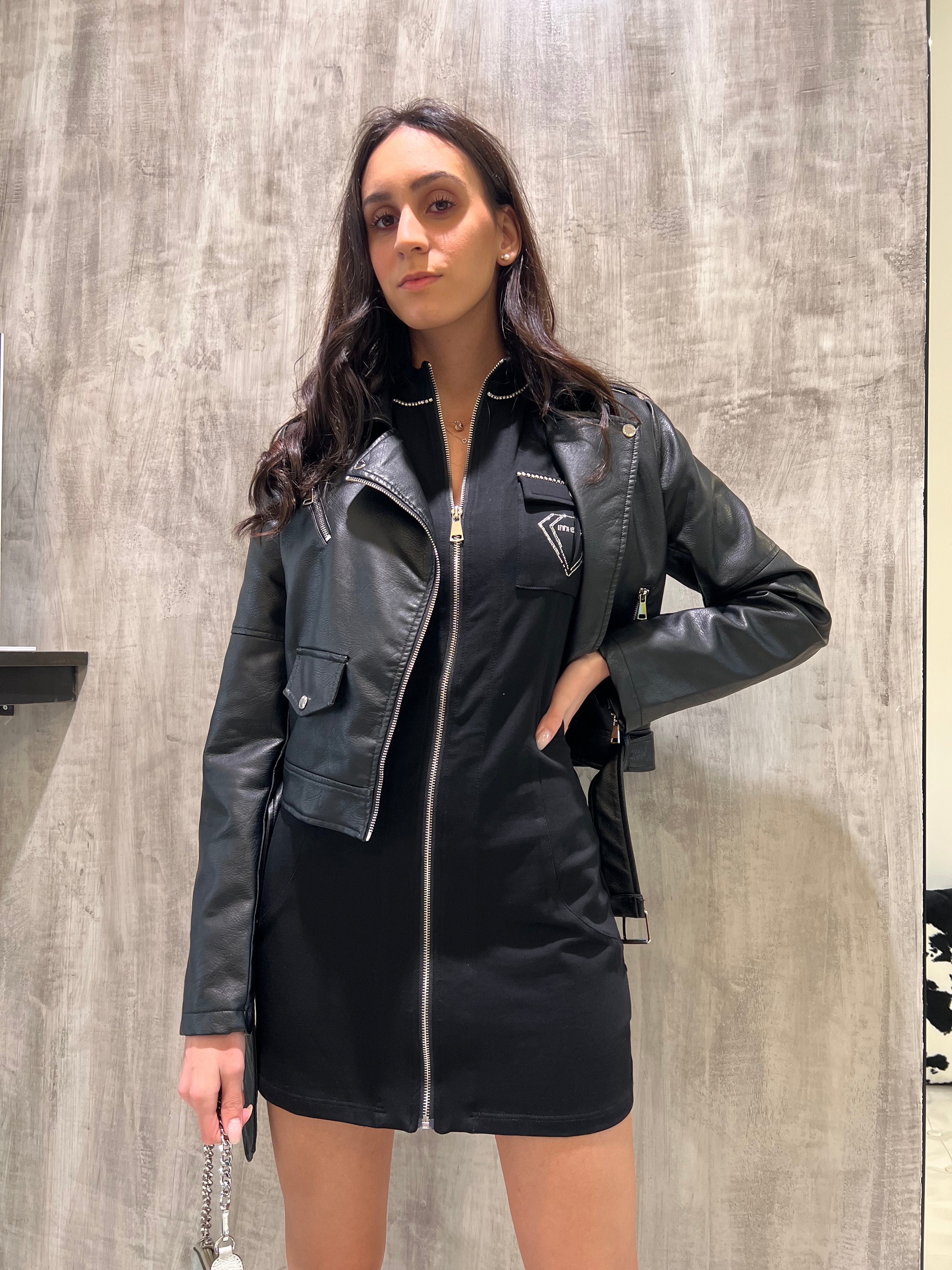 Giubbino ecopelle nero
