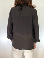 Camicia scollo a V in doppia georgette