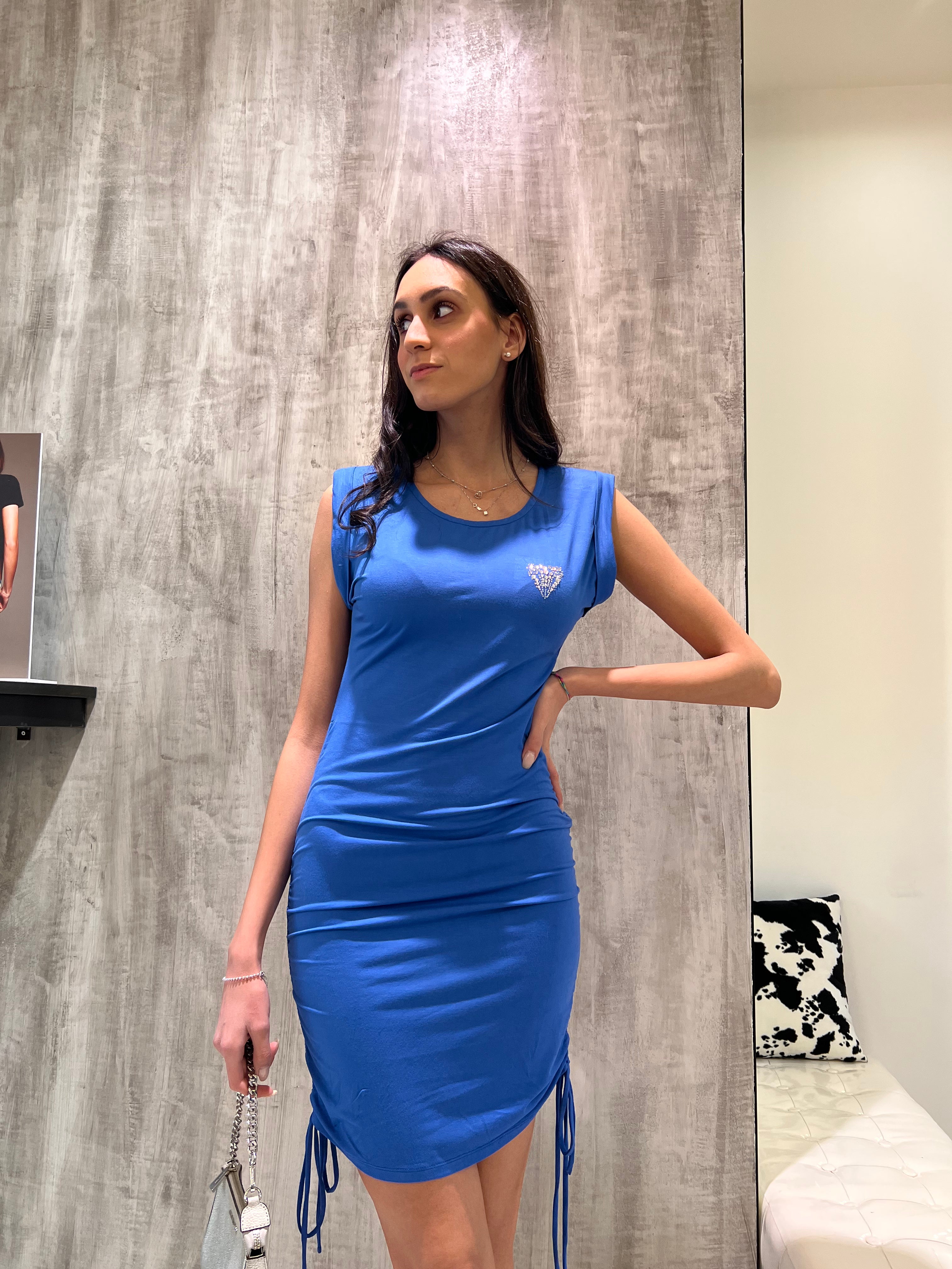 Abito bluette con drappeggio