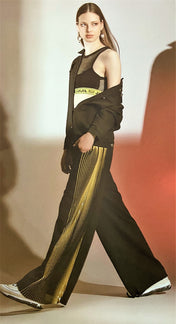 Pantalone a palazzo con plissè laterale