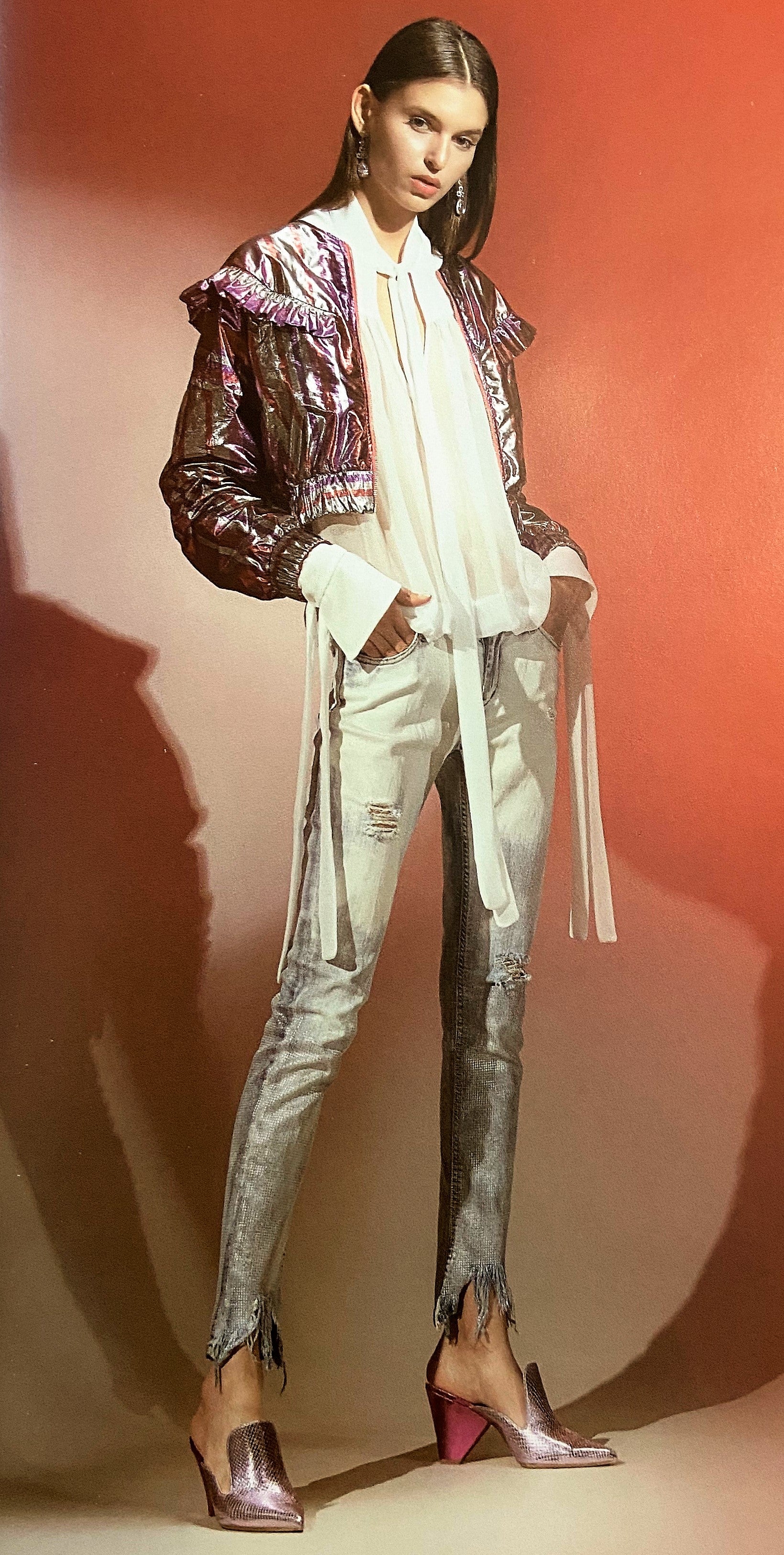 Bomber in tessuto leggero multicolor