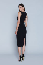 Abito midi nero spalline gioiello