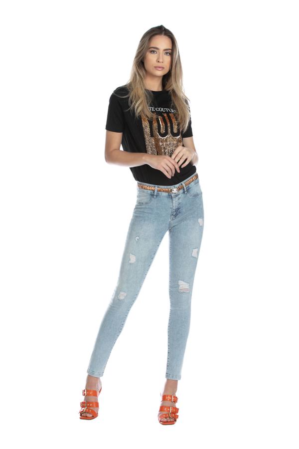 Tshirt con pailettes oro