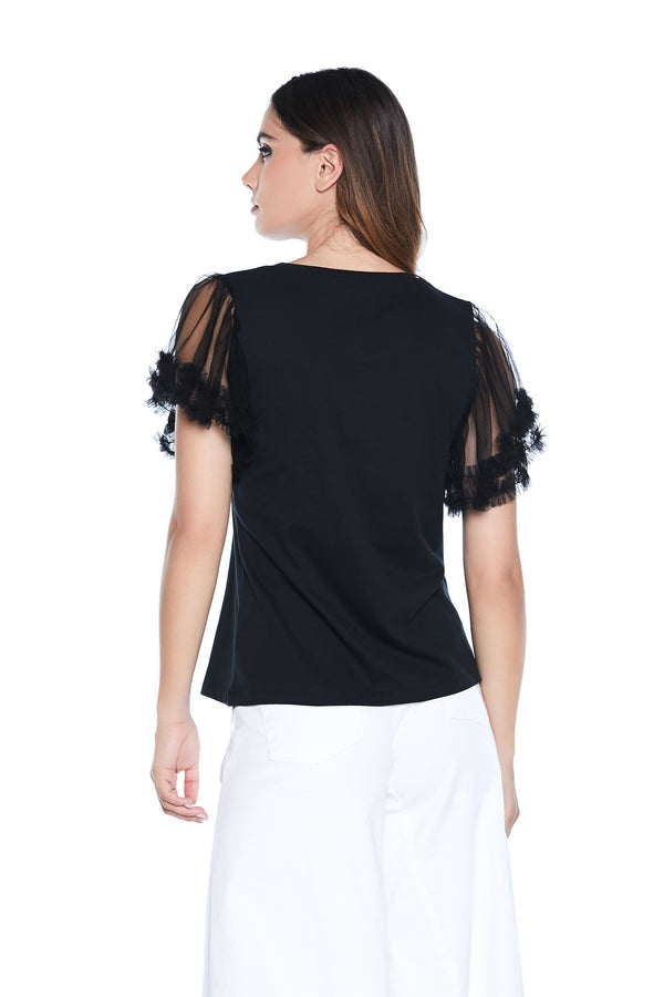 Tshirt con maniche in tulle