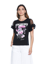 Tshirt con maniche in tulle