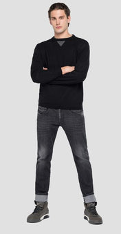Maglia girocollo in viscosa nero
