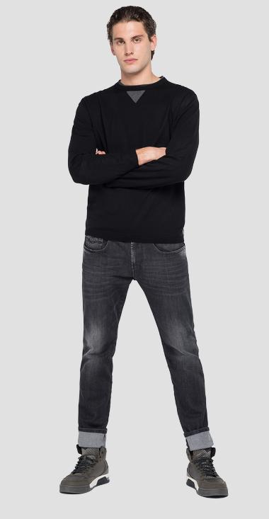 Maglia girocollo in viscosa nero