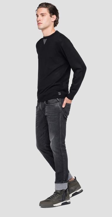 Maglia girocollo in viscosa nero