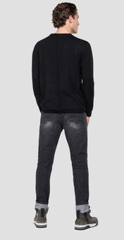 Maglia girocollo in viscosa nero