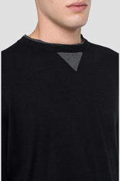 Maglia girocollo in viscosa nero