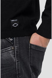 Maglia girocollo in viscosa nero