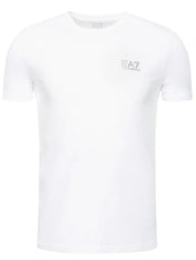Tshirt in cotone con logo EA7 bianco