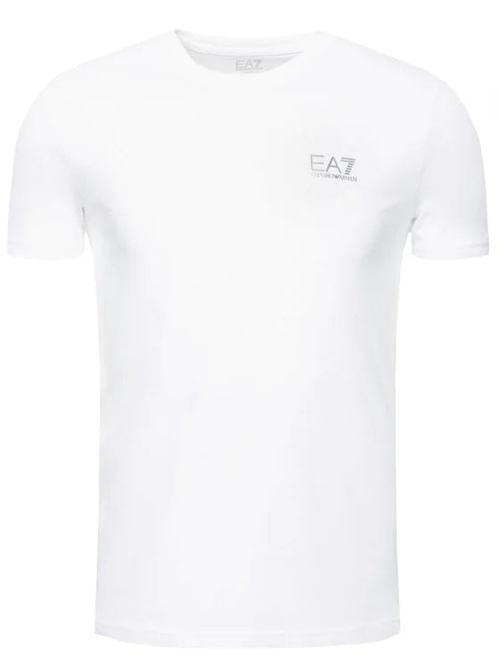 Tshirt in cotone con logo EA7 bianco