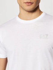 Tshirt in cotone con logo EA7 bianco