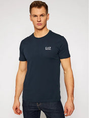Tshirt in cotone con logo EA7 blu
