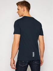 Tshirt in cotone con logo EA7 blu