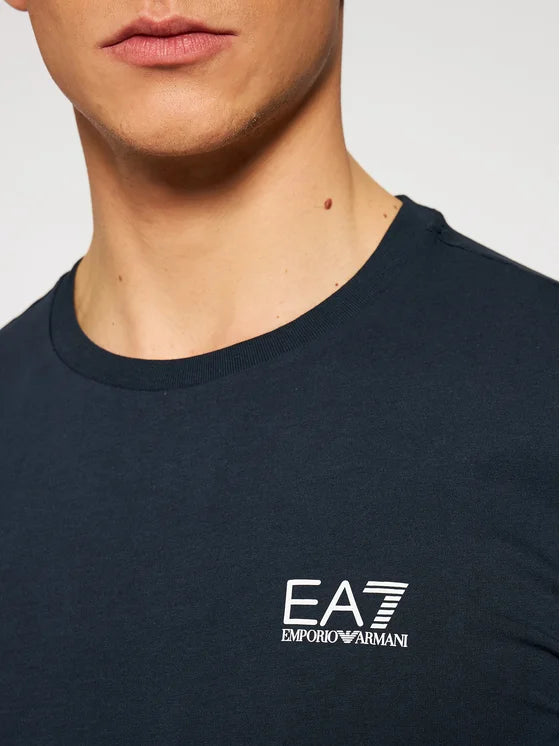 Tshirt in cotone con logo EA7 blu