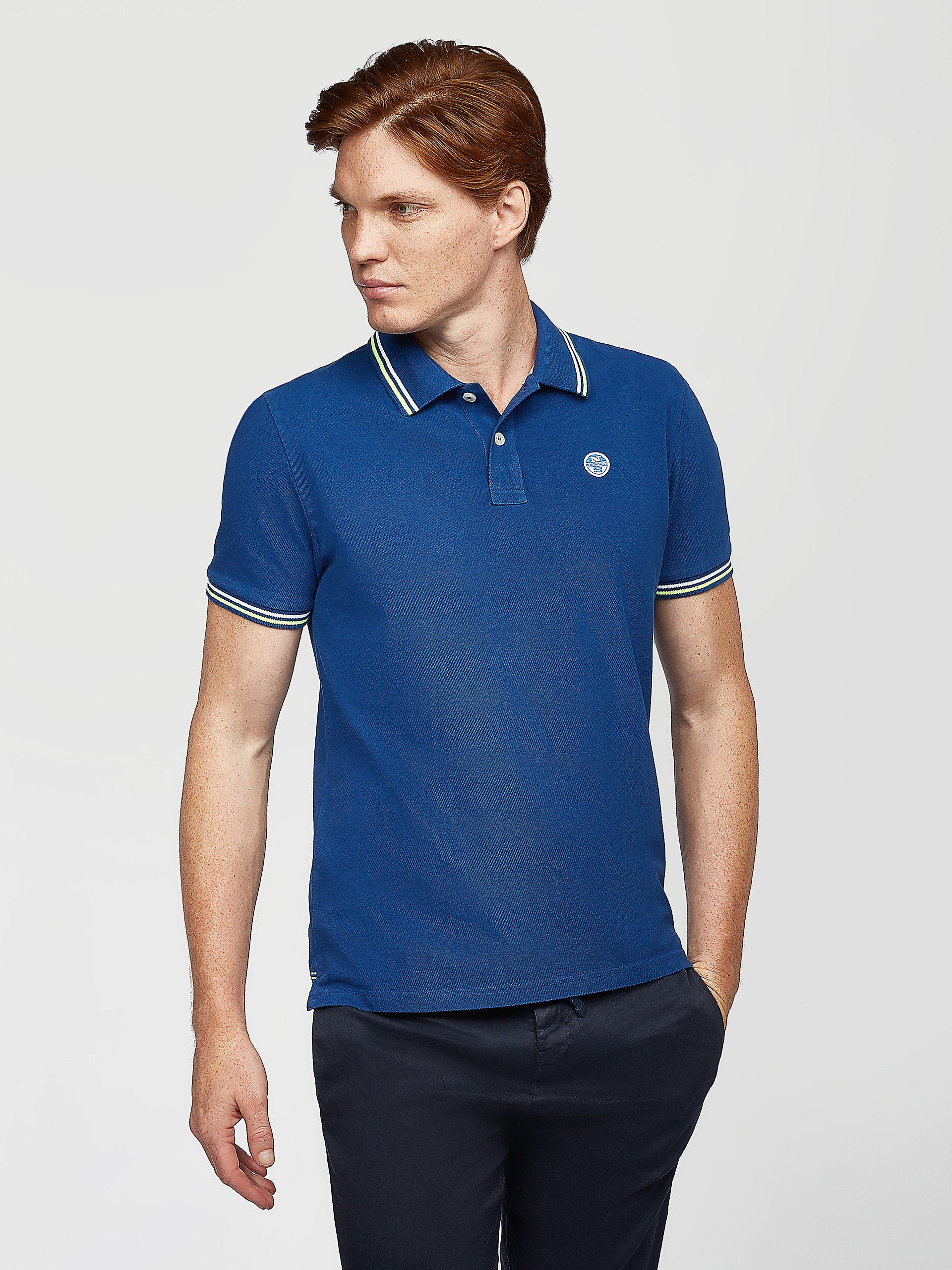 Polo in piquet bluette