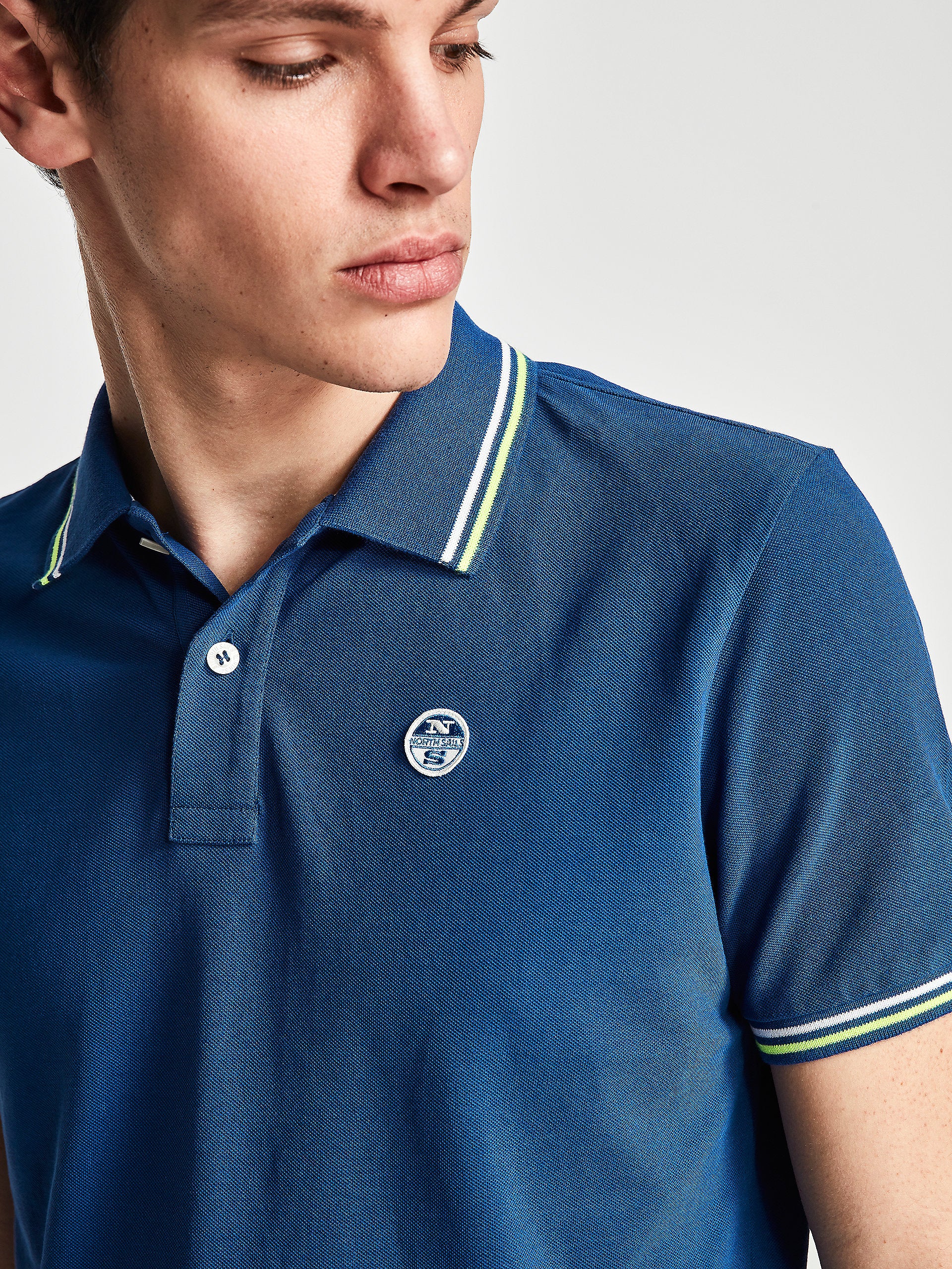 Polo in piquet bluette
