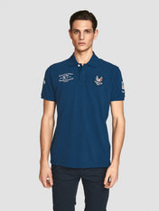 Polo in piquet con patch bluette