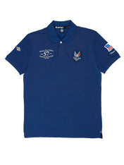 Polo in piquet con patch bluette