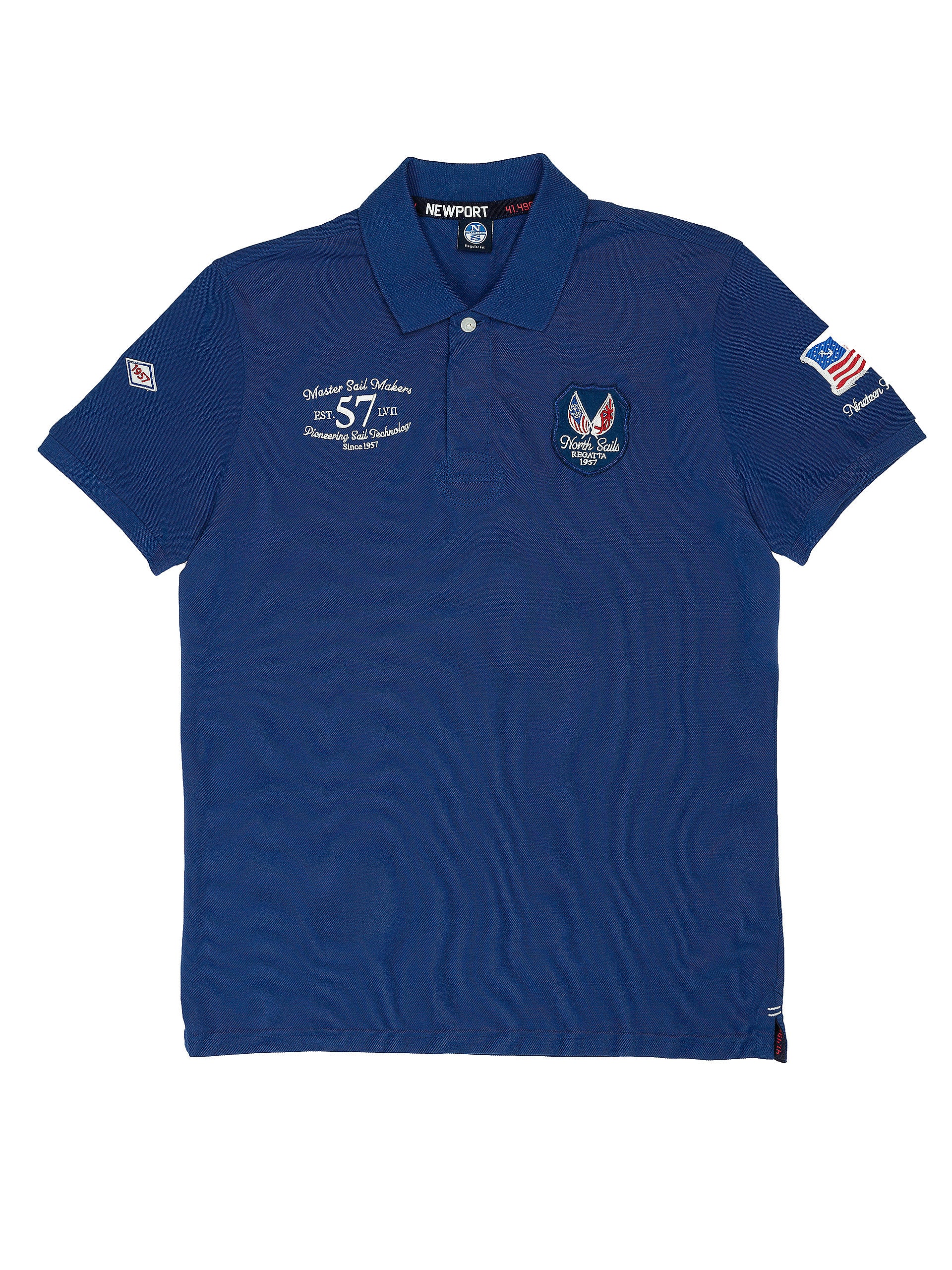 Polo in piquet con patch bluette