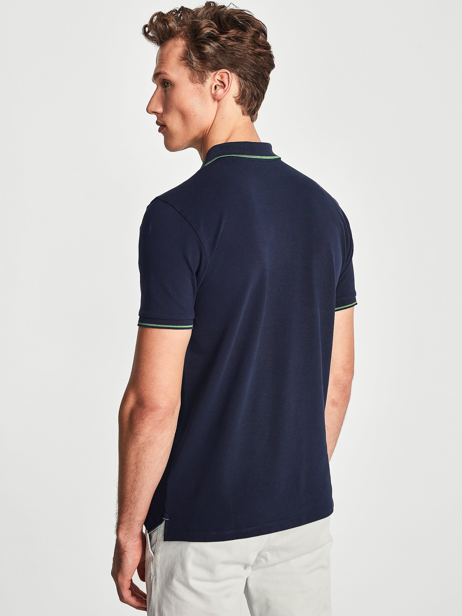 Polo stretch in piquet blu