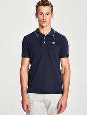 Polo stretch in piquet blu