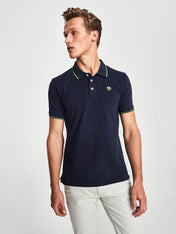 Polo stretch in piquet blu