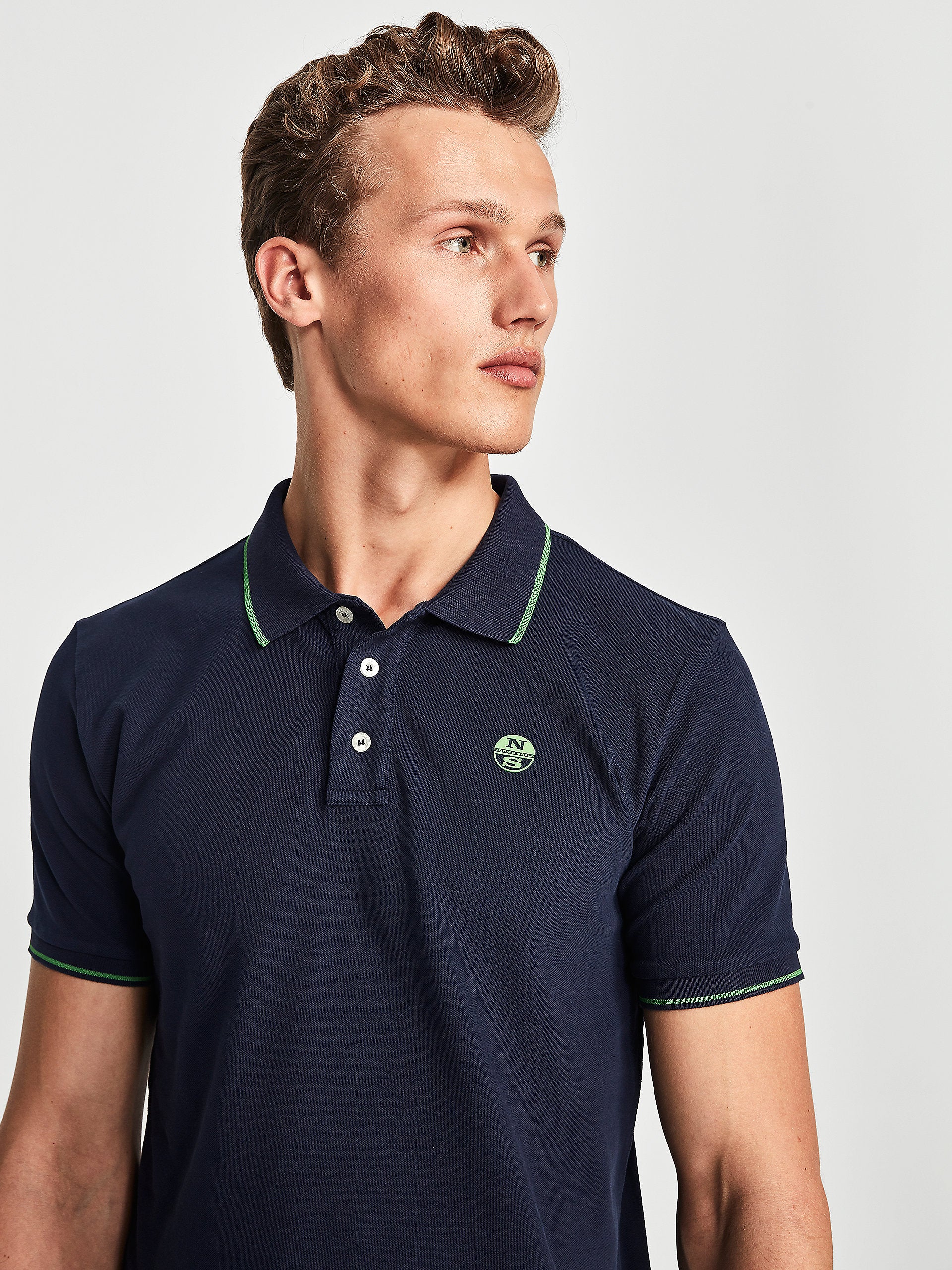 Polo stretch in piquet blu