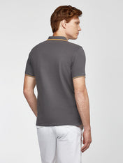 Polo stretch in piquet grigia