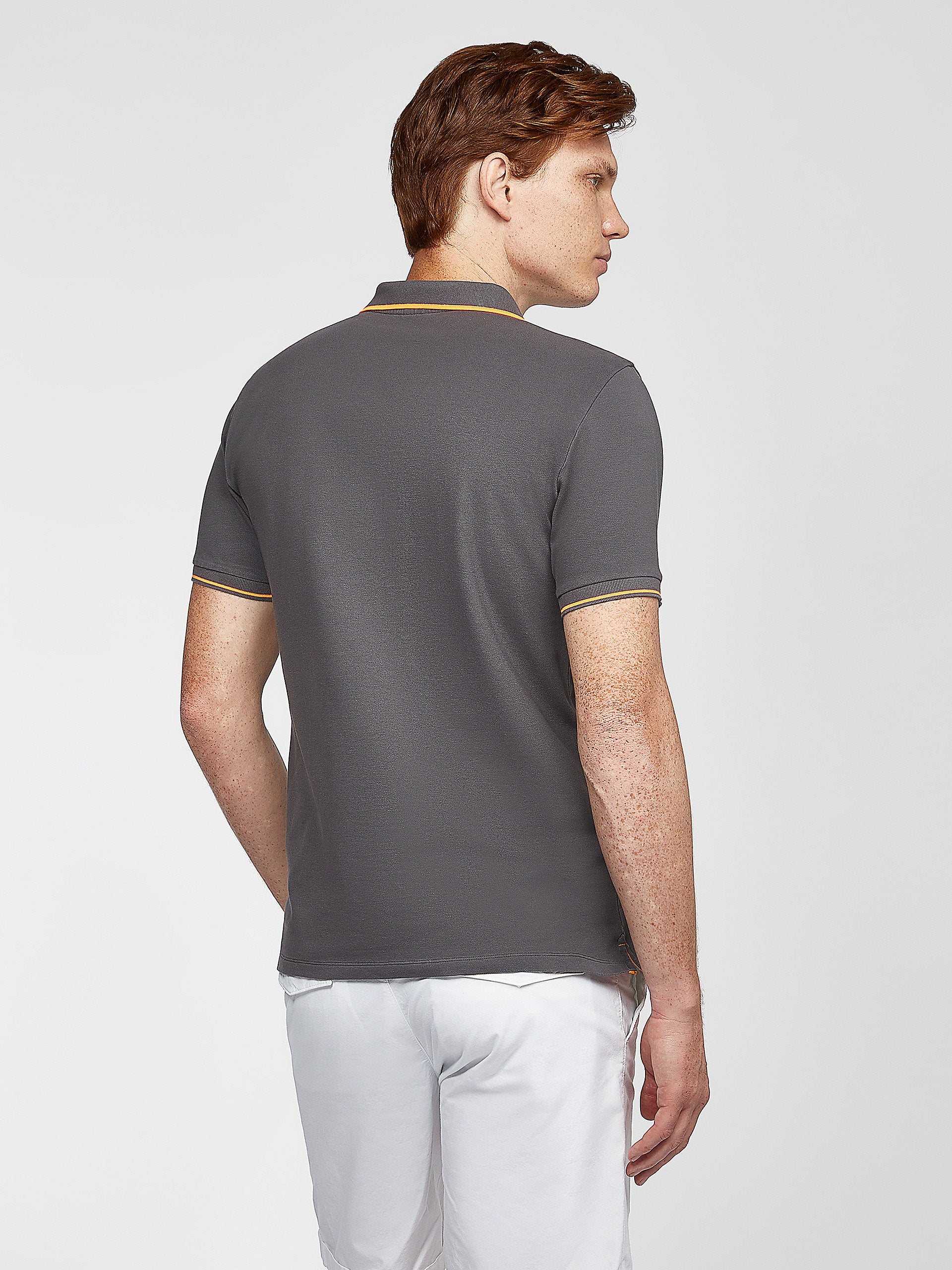 Polo stretch in piquet grigia