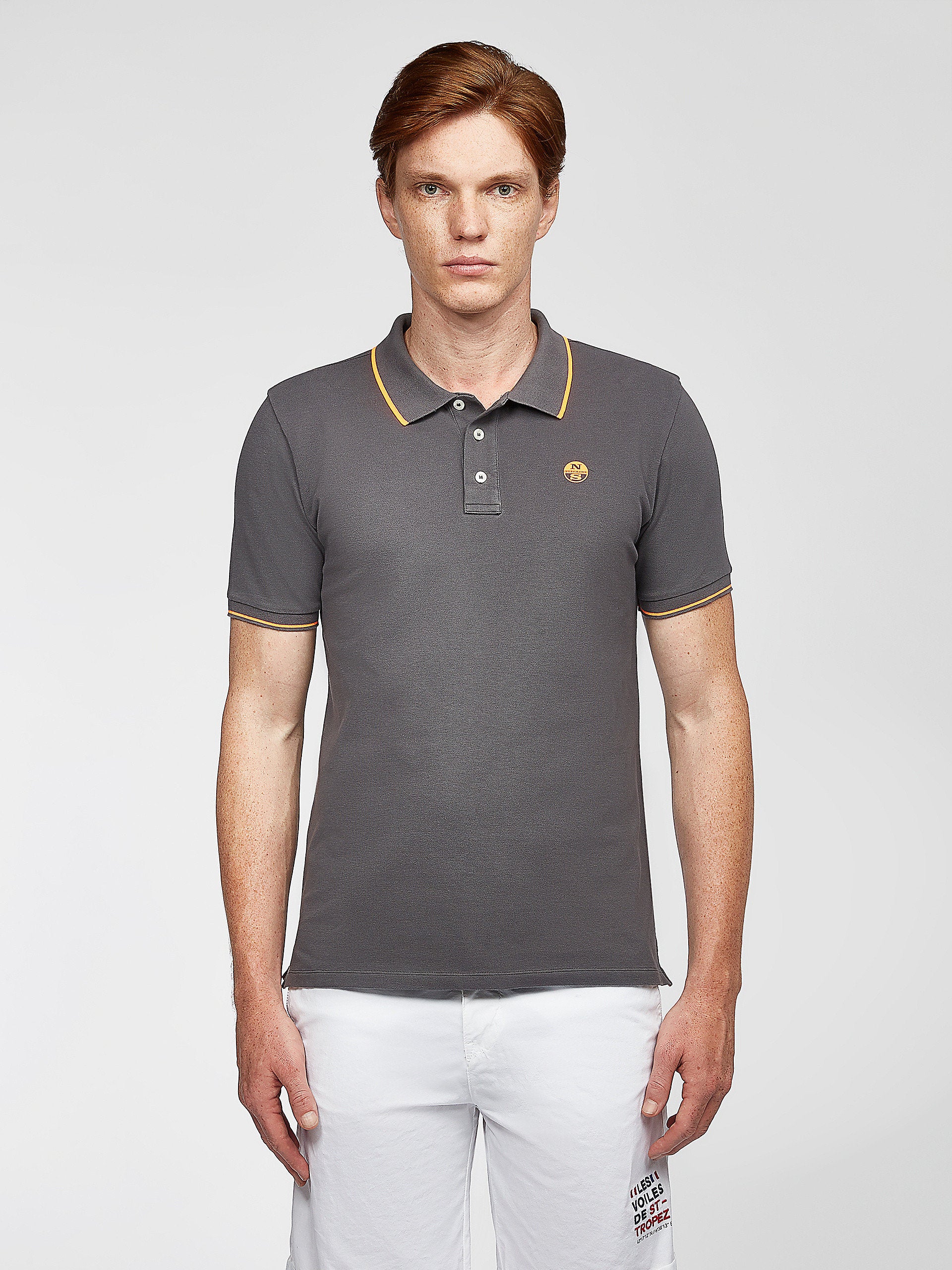 Polo stretch in piquet grigia