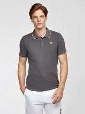 Polo stretch in piquet grigia