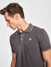 Polo stretch in piquet grigia