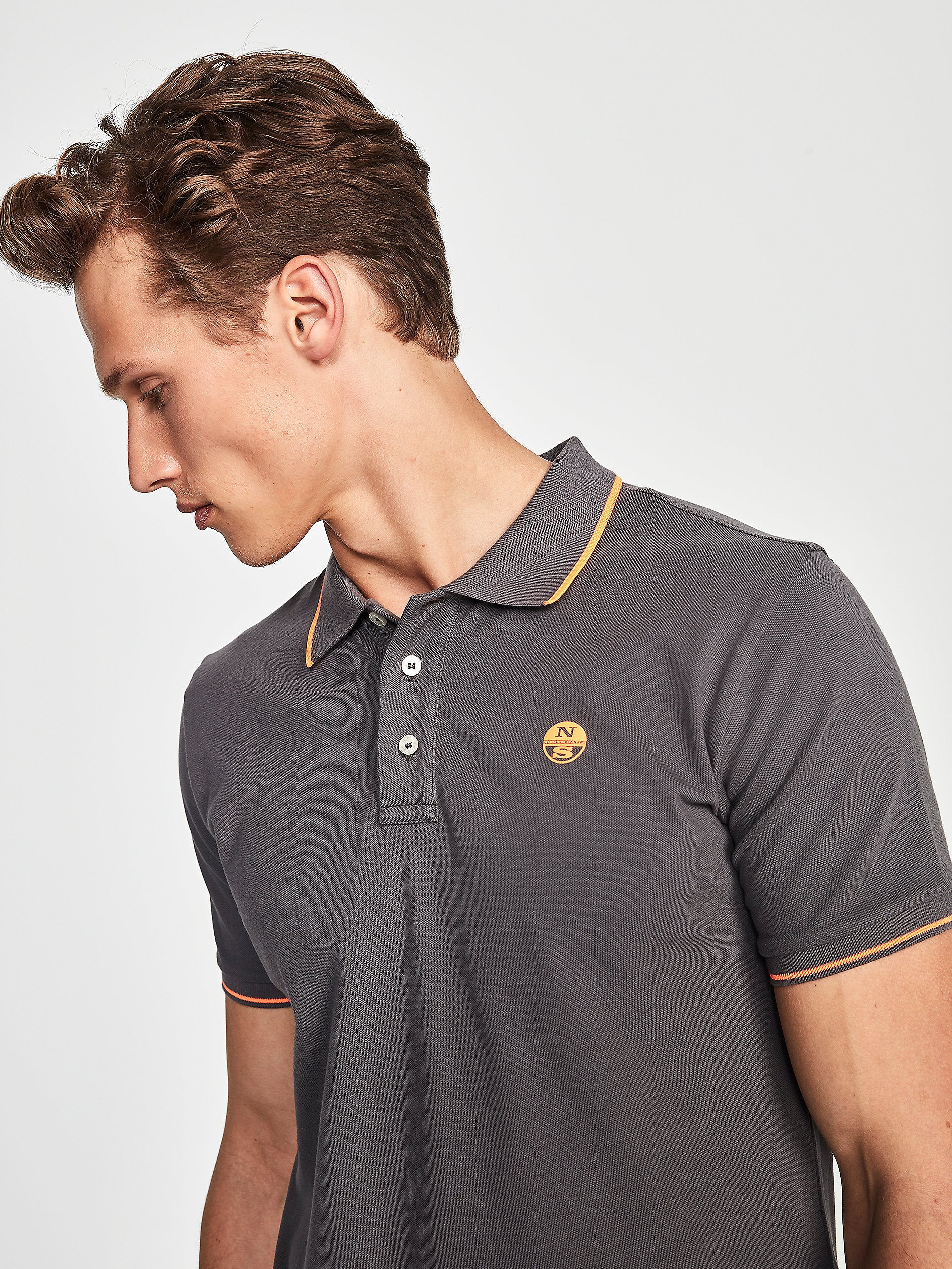 Polo stretch in piquet grigia
