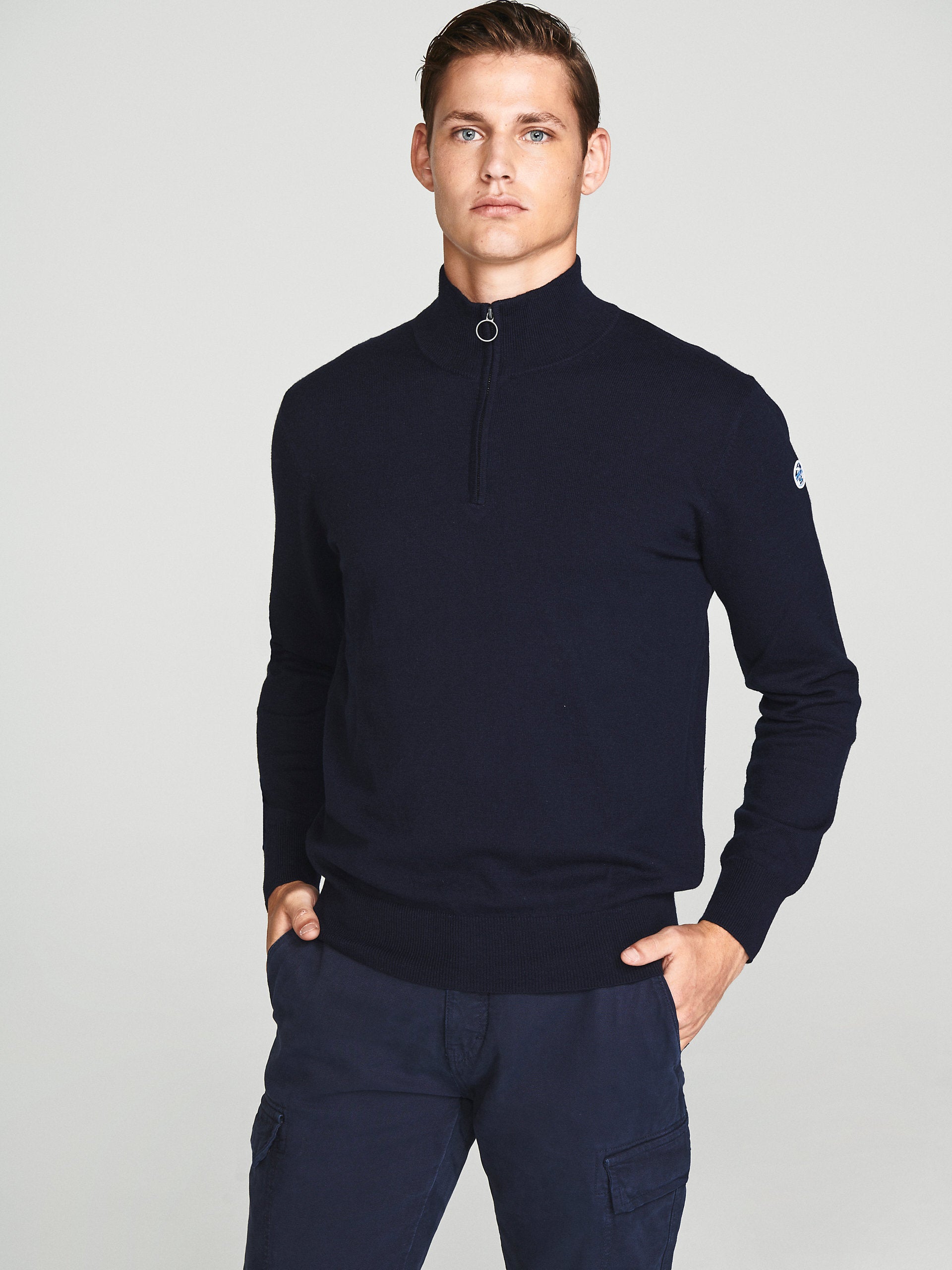 Maglia in lana con mezza zip