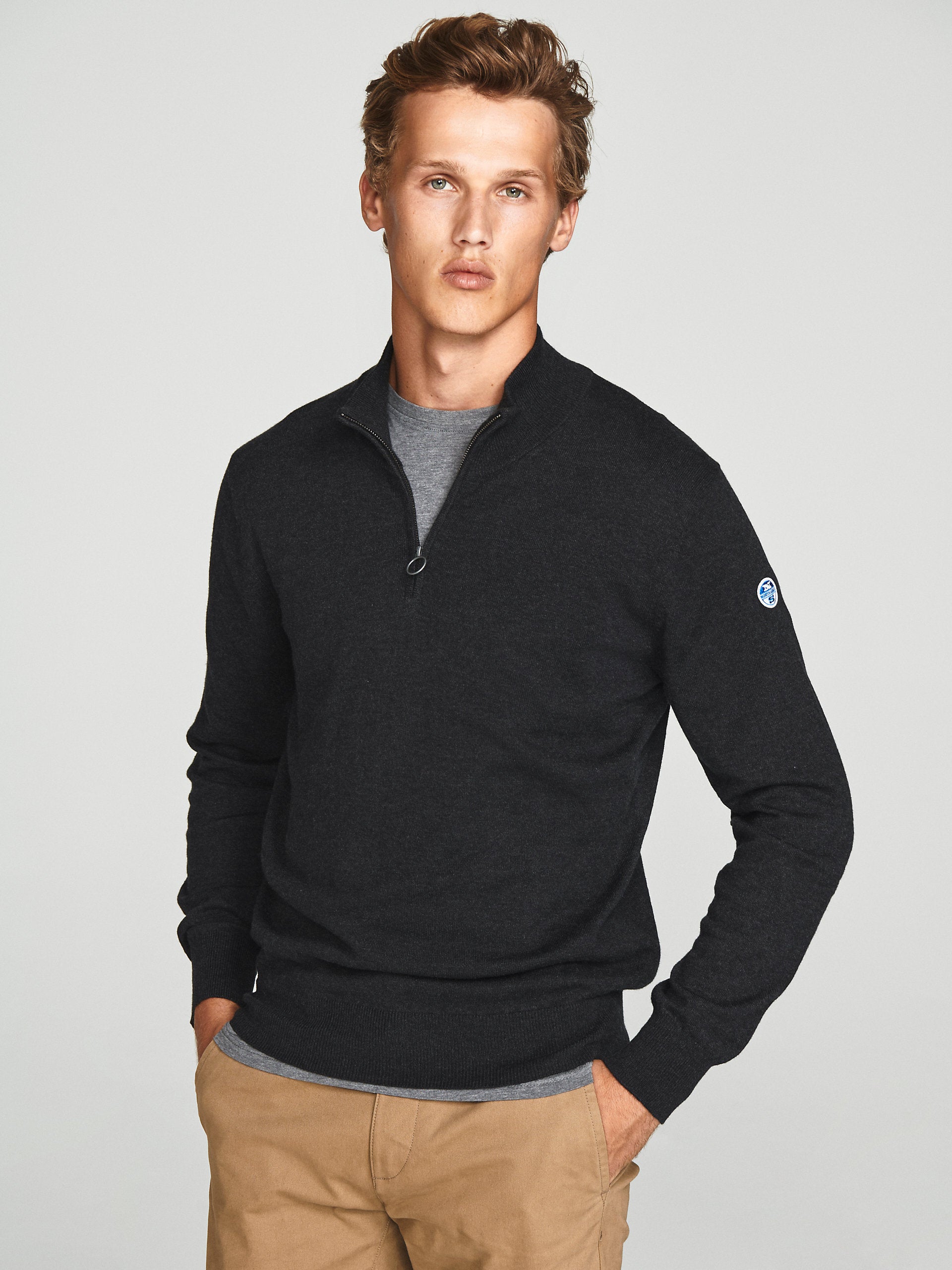 Maglia in lana con mezza zip