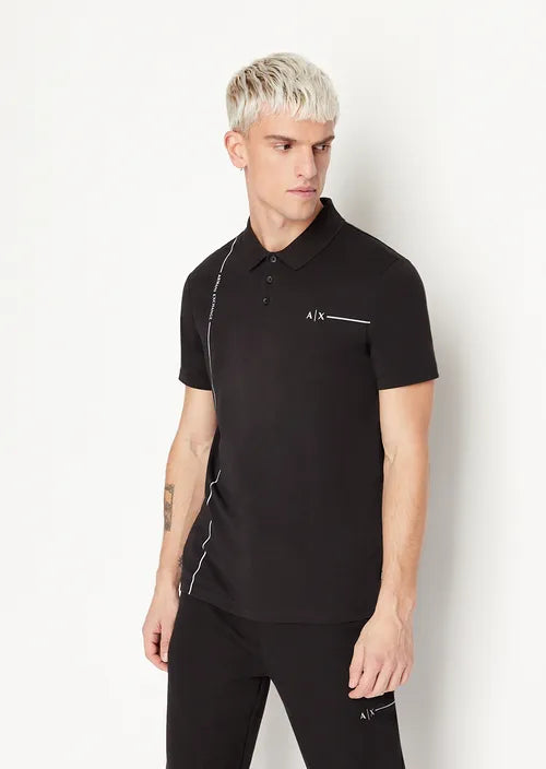 Polo in jersey di cotone nero