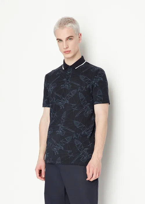 Polo in jersey di cotone blu